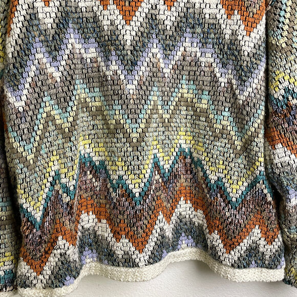 Vtg Allen Wah Colorful Sweater XL Mens Southwest Zig Zag Textured Knit Lined - Picture 4 of 12